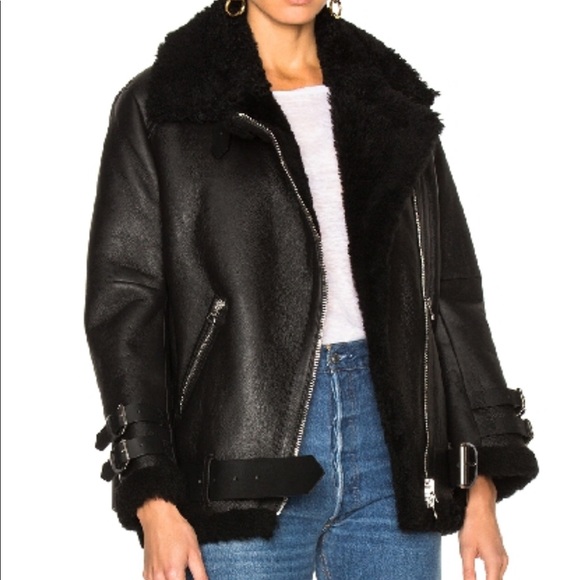 Zara Moto Shearling Jacket - Picture 3 of 5